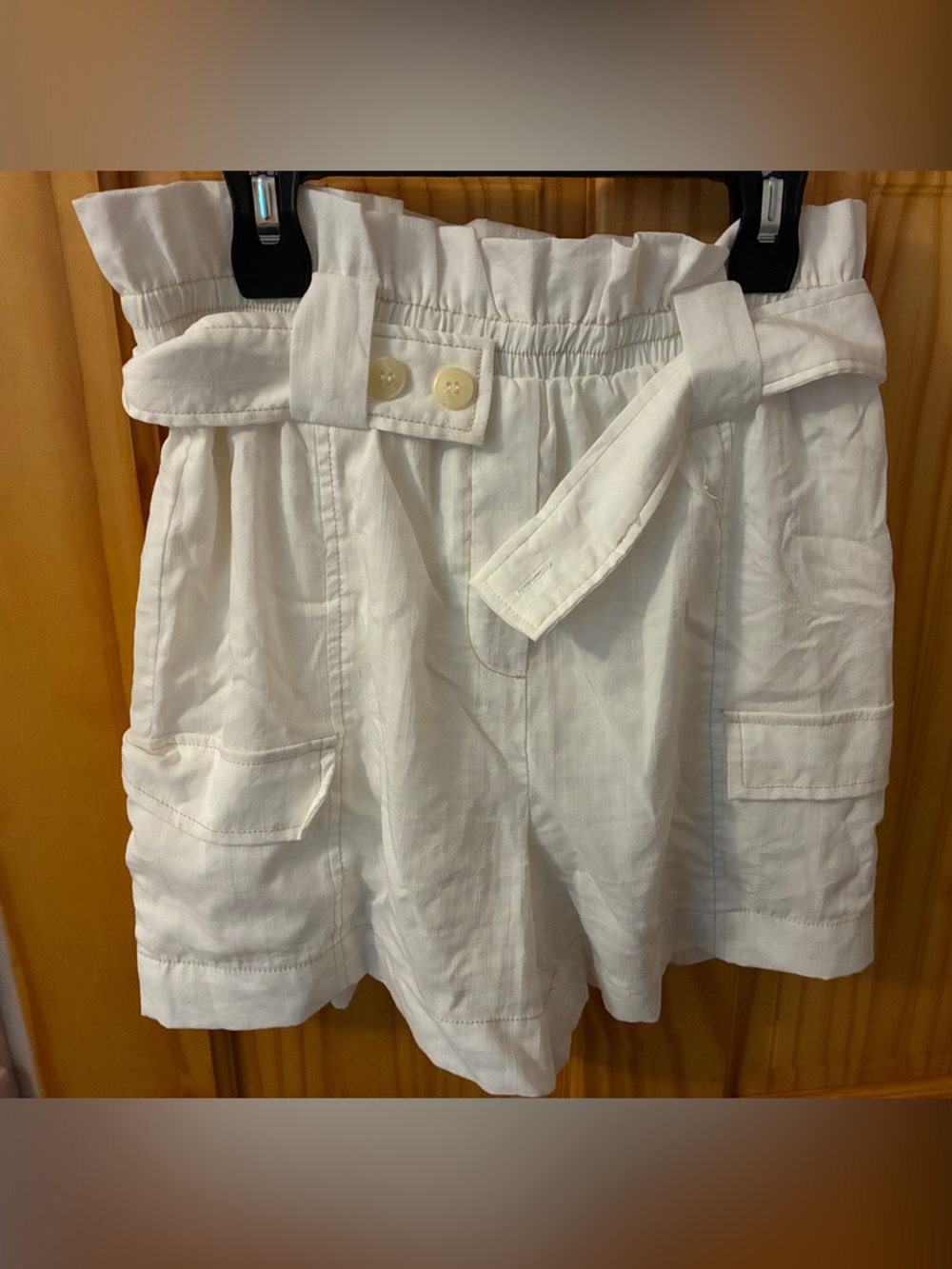 Moon River White Paperbag Waist Cargo Shorts